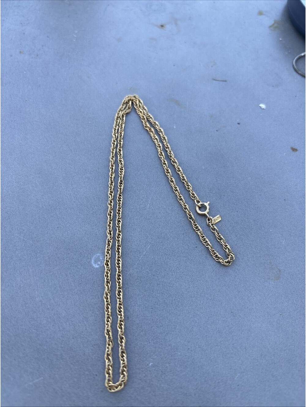 Monet Twisted Gold Chain Necklace Signed On Clasp 18 Adjustable Vintage